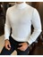 Italyan Stil Slim Fit Balıkçı Yaka Triko Erkek Kazak Ekru T13222 3