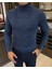 Italyan Stil Slim Fit Balıkçı Yaka Triko Erkek Kazak Lacivert T13224 2