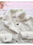 Düğmeli Dik Yaka Peluş Polar Baskılı Kız Çocuk Mont (Beyaz) 4
