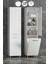 35*167 cm Beyaz Mdf Ayaklı Sepetli Banyo Boy Dolabı 1