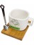 Hayat Ağacı Desenli Mıknatıslı Bambu Stantlı Gerçek Seramik Kahve Kupası Fincan Seti Kupa Mug 200 ml 5
