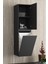 Yıldız 55+35 cm Antrasit Gri Mat Mdf Seramik Lavabolu Sepetli Asma Banyo Dolabı Takımı 3