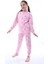 Pamuk Penye Kumaş Kalp Desenli Uzun Kollu Kız Çocuk Pijama Takımı 3,4,5,6,7,8 Yaş 2