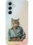 Samsung Galaxy A55 Uyumlu Gömlekli Kedi Desenli Silikon Kılıf 1