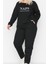 Kadın Moda Şık Büyük Beden Bisiklet Yaka Lastikli Paça Uzun Kol Baskılı Pamuklu Örme Pijama Takımı 2