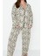 Kadın Moda Şık Büyük Beden Gömlek Yaka Boru Paça Uzun Kol Animal Desenli Örme Pijama Takımı 1