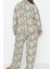 Kadın Moda Şık Büyük Beden Gömlek Yaka Boru Paça Uzun Kol Animal Desenli Örme Pijama Takımı 5
