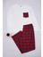 Kadın Moda Büyük Beden Bisiklet Yaka Boru Paça Uzun Kol Ekoseli Tshirt-Pantolon Örme Pijama Takımı 1