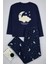Kadın Moda Şık Büyük Beden Bisiklet Yaka Boru Paça Uzun Kol Galaksi Desenli Polar Örme Pijama Takımı 1