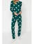 Kadın Moda Şık Bisiklet Yaka Boru Paça Uzun Kol Pamuklu Kalpli Örme Pijama Takımı 3