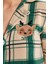 Kadın Moda Şık Gömlek Yaka Boru Paça Uzun Kol Nakışlı Ekoseli Polar Kışlık Örme Pijama Takımı 4