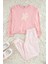 Kadın Moda Şık Bisiklet Yaka Lastikli Paça Uzun Kol Pamuklu Ayıcık Baskılı Örme Pijama Takımı 1