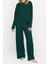 Kadın Moda Şık Bisiklet Yaka Geniş Paça Uzun Kol Fitilli Örme Pijama Takımı 1