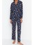 Kadın Moda Gömlek Yaka Boru Paça Uzun Kol Pamuk Penguen Desenli Kış Temalı Örme Pijama Takımı 5