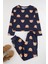 Kadın Moda Şık Bisiklet Yaka Boru Paça Uzun Kol Pamuklu Ayıcık Desenli Örme Pijama Takımı 1