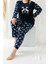 Kadın Moda Şık Büyük Beden Bisiklet Yaka Boru Paça Uzun Kol Christmas Desenli Örme Pijama Takımı 1