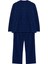 Kadın Moda Şık Büyük Beden Gömlek Yaka Boru Paça Uzun Kol Puantiyeli Örme Pijama Takımı 2