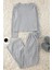 Kadın Moda Şık Bisiklet Yaka Geniş Paça Uzun Kol Fitilli Örme Pijama Takımı 1