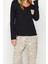 Kadın Moda V Yaka Boru Paça Uzun Kol %100 Pamuk Leopar Desenli Tshirt-Pantolon Örme Pijama Takımı 2