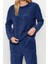 Kadın Moda Şık Bisiklet Yaka Boru Paça Uzun Kol Wellsoft Kışlık Örme Pijama Takımı 2