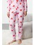 Kadın Moda Şık Bisiklet Yaka Boru Paça Uzun Kol Pamuklu Kalpli Örme Pijama Takımı 4