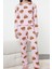 Kadın Moda Şık Bisiklet Yaka Boru Paça Uzun Kol Pamuklu Ayıcık Desenli Örme Pijama Takımı 1