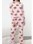 Kadın Moda Şık Bisiklet Yaka Boru Paça Uzun Kol Pamuklu Ayıcık Desenli Örme Pijama Takımı 2