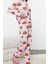 Kadın Moda Şık Bisiklet Yaka Boru Paça Uzun Kol Pamuklu Ayıcık Desenli Örme Pijama Takımı 3