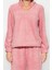 Kadın Moda Şık Kruvaze Boru Paça Uzun Kol Wellsoft Kapüşon Kulak Detaylı Kışlık Örme Pijama Takımı 3