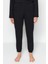 Kadın Moda Şık Bisiklet Yaka Lastikli Paça Uzun Kol T-Shirt-Jogger Örme Pijama Takımı 5