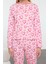 Kadın Moda Şık Bisiklet Yaka Geniş Paça Uzun Kol %100 Pamuklu Kalpli Biyeli Örme Pijama Takımı 2