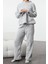 Kadın Moda Şık Kapüşonlu Boru Paça Uzun Kol ve Nakışlı Wellsoft Kışlık Örme Pijama Takımı 1