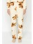 Kadın Moda Şık Bisiklet Yaka Boru Paça Uzun Kol Ekru Ayıcıklı Wellsoft Kışlık Örme Pijama Takımı 4