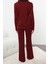 Kadın Moda Şık Gömlek Yaka Geniş Paça Uzun Kol %100 Pamuklu Galaksi Desenli Örme Pijama Takımı 4