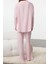 Kadın Moda Şık Gömlek Yaka Boru Paça Uzun Kol Fırfırlı Cep Detaylı Viskon Dokuma Pijama Takımı 4