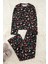 Kadın Moda Şık Bisiklet Yaka Boru Paça Uzun Kol Pamuklu Yılbaşı Temalı Örme Pijama Takımı 1