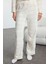 Kadın Moda Şık Bisiklet Yaka Boru Paça Uzun Kol Ekoseli Nakışlı Wellsoft Kışlık Örme Pijama Takımı 3