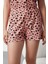 Kadın Moda Şık Gömlek Yaka Boru Paça Kısa Kol %100 Pamuklu Leopar Desenli Örme Pijama Takımı 3