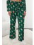 Kadın Moda Şık Gömlek Yaka Boru Paça Uzun Kol %100 Pamuklu Yılbaşı Temalı Örme Pijama Takımı 2