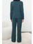 Kadın Moda Şık Gömlek Yaka Boru Paça Uzun Kol Kurdele Fiyonklu Waffle Kumaş Örme Pijama Takımı 5