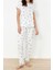 Kadın Moda Şık Bisiklet Yaka Boru Paça Kısa Kol Yıldız Desenli Örme Pijama Takımı 1