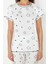 Kadın Moda Şık Bisiklet Yaka Boru Paça Kısa Kol Yıldız Desenli Örme Pijama Takımı 4