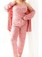 Kadın Büyük Beden Boru Paça Askılı Kol Yıldız Desenli 3lü Paket Dantelli Örme Pijama Takımı 1