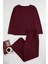 Kadın Moda Şık Büyük Beden Bisiklet Yaka Geniş Paça Uzun Kol Paçaları Yırtmaçlı Örme Pijama Takımı 1