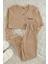 Kadın Moda Şık V Yaka Boru Paça Uzun Kol Fitilli Pamuklu Nakışlı Örme Pijama Takımı 1