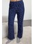 Kadın Moda Şık Gömlek Yaka Geniş Paça Uzun Kol Pamuklu Varak Yıldız Desenli Örme Pijama Takımı 3