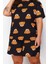 Kadın Moda Büyük Beden Bisiklet Yaka Geniş Paça Kısa Kol Ayıcık Baskılı Pamuklu Örme Pijama Takımı 3