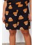 Kadın Moda Büyük Beden Bisiklet Yaka Geniş Paça Kısa Kol Ayıcık Baskılı Pamuklu Örme Pijama Takımı 5