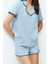 Kadın Moda Şık Gömlek Yaka Boru Paça Kısa Kol Premium Nakış Detaylı Modal Örme Pijama Takımı 3