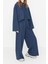 Kadın Moda Şık Kapüşonlu Geniş Paça Uzun Kol Geniş Kalıp Örme Pijama Takımı 3